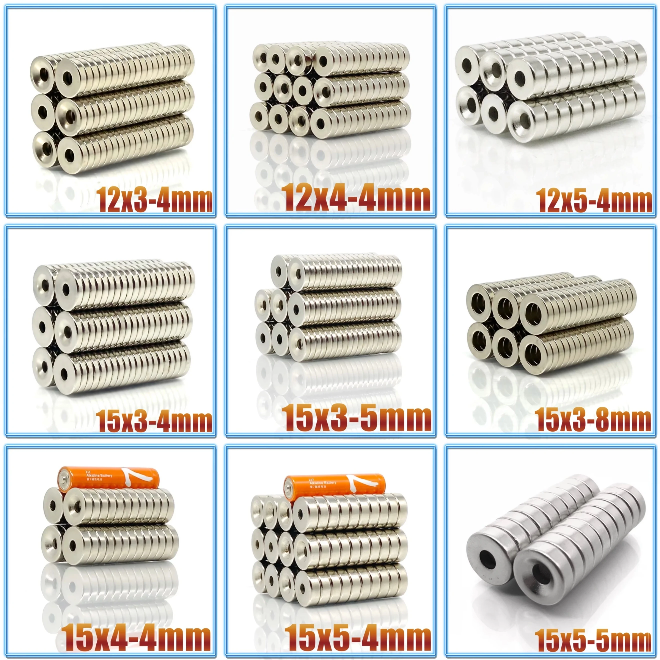 5-200pcs N35 NdfeB Neodymium Magnet 12x3-4 12x4-4 12x5-4 15x3-4 15x3-5 15x3-8 15x4-4 15x5-4 15x5-5mm Permanent Powerful Magnets