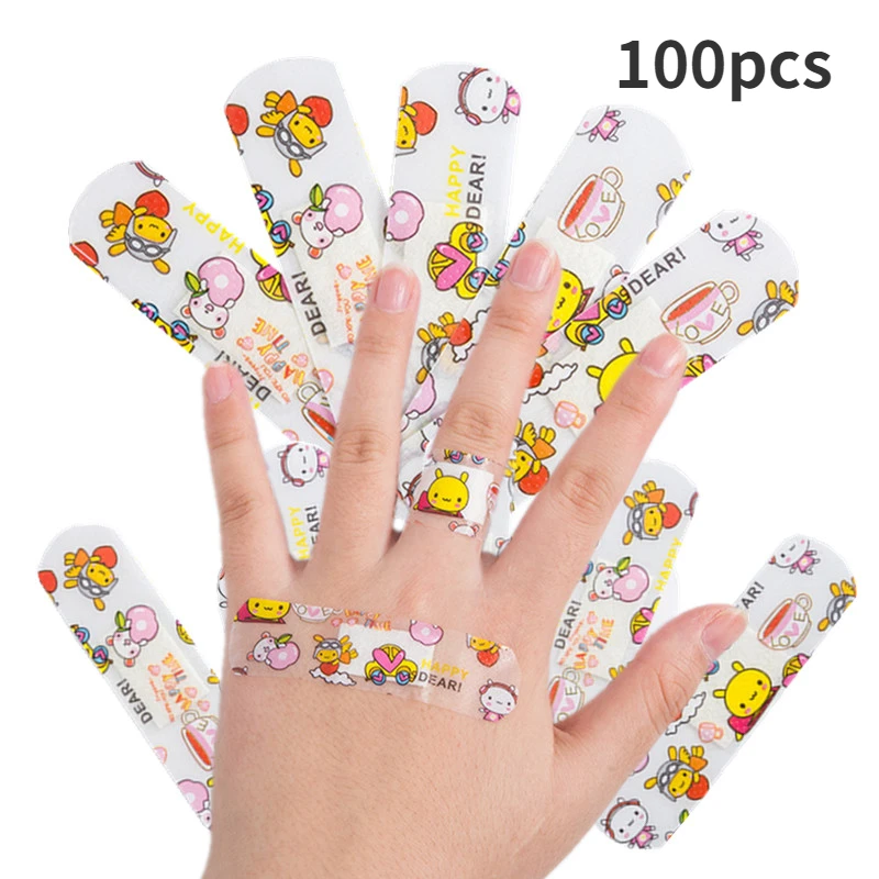 100/120Pcs Set Wound Strips Cartoon Patterned Curitas Band Aid for Children Baby Patch Plaster Dressing Adhesive Bandages