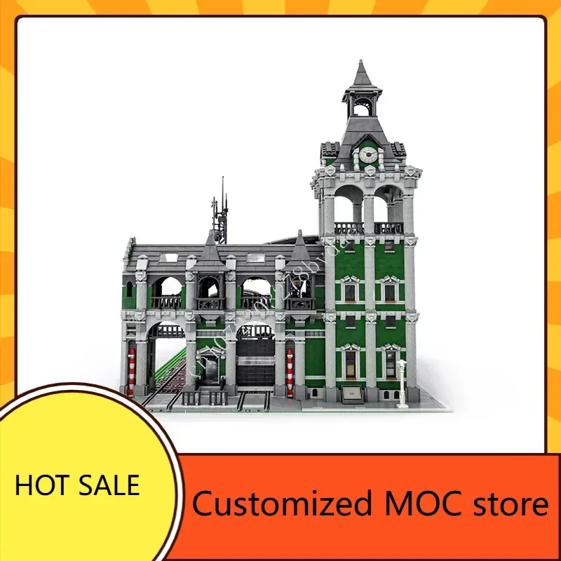 12597PCS Stazione ferroviaria Hot MOC streetview Puzzle Creative CityArchitecture Compleanno DIYA Assemblaggio Giocattolo Regalo di Natale per bambini Età