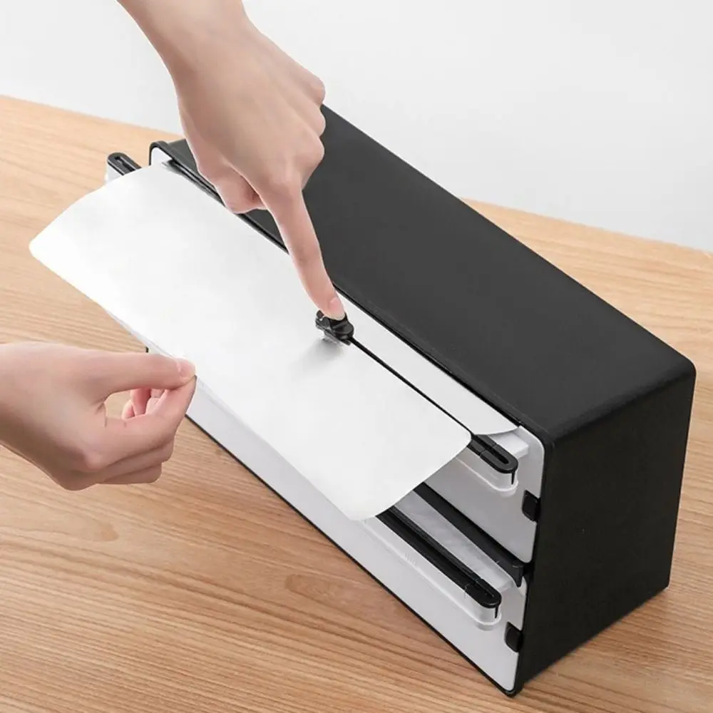 2 in 1 Food Film Dispenser Cutter Plastic Safety Aluminum Foil Cutting Machine Wrap Organizer Refillable Stretch Film Cutter