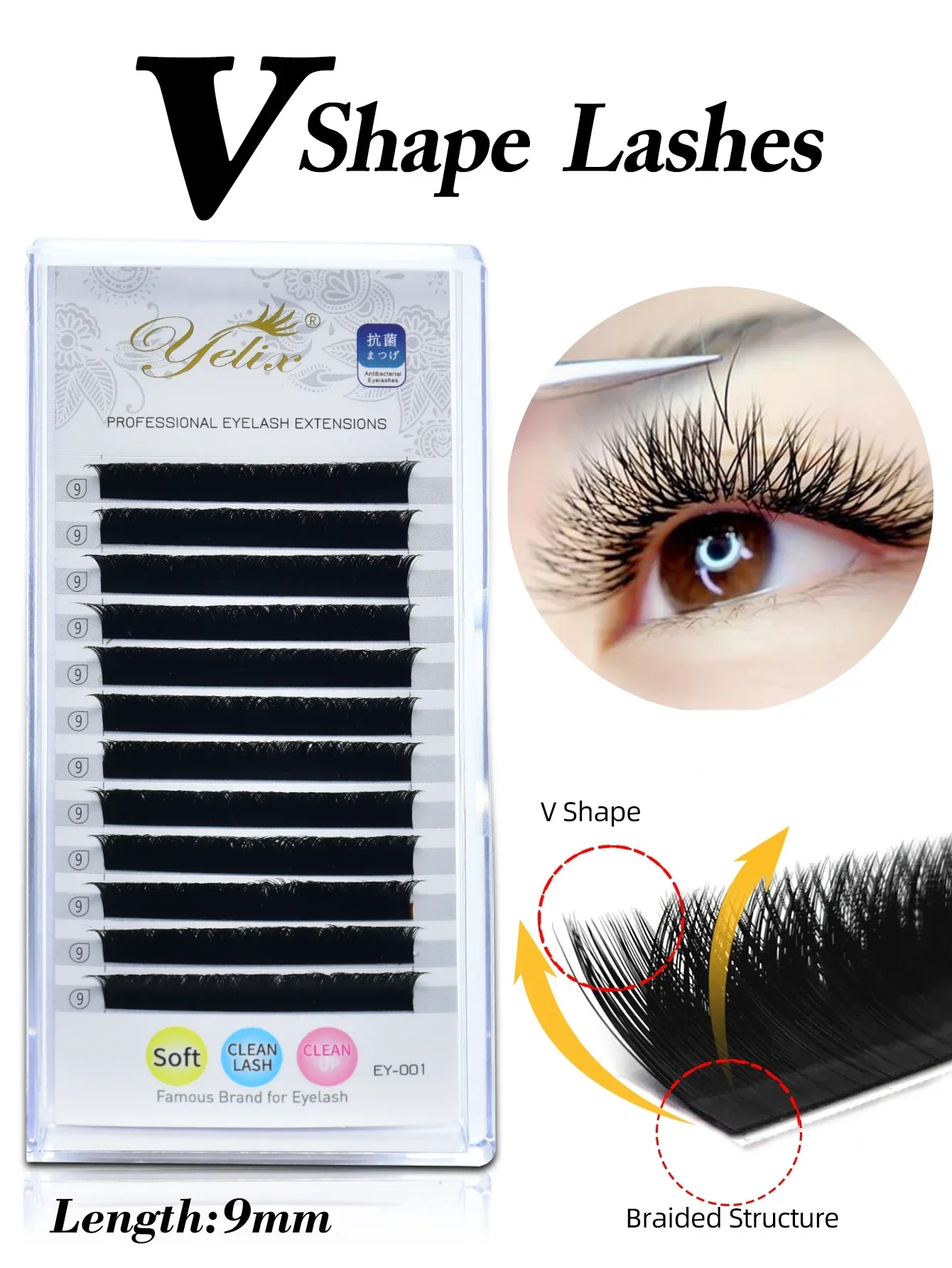 Yelix V Shape Auto-Fans Eyelash Extension Soft Easy Fan Lashes Volume Lash Extension Premium Natural Individual Lashes Mink