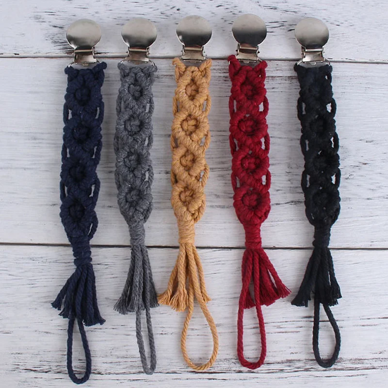 Kids Pacifier Clips Teether Anti-drop Rope Colorful Baby Pacifier Clip Knitted Crochet Cotton Pacifier Chain Dummy Nipple Holder