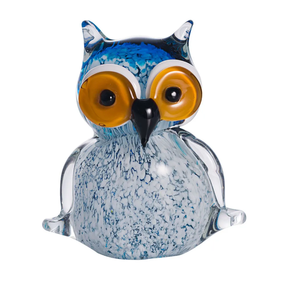 

Unique 2 Colors Cute Owl Crystal Figurines Glass Ornament Collection Animals Paperweight Table Craft Home Decoration Kids Gift