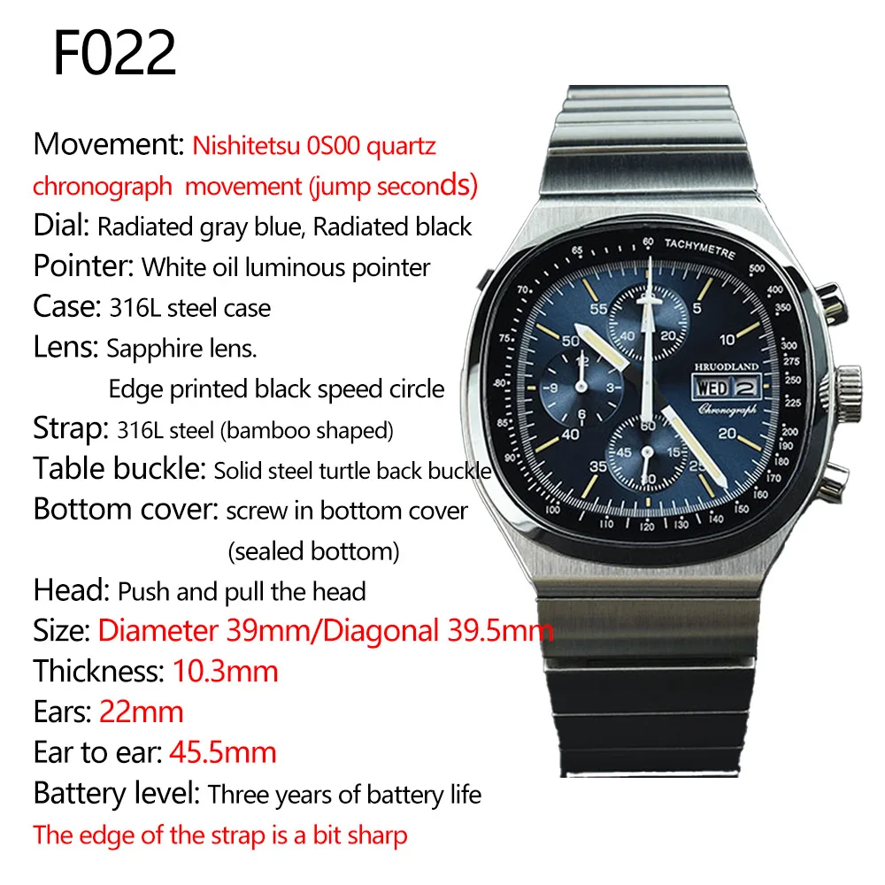 Hruodland 2026 New Fashion men's TV set design quartz timing watch stainless steel night light 5bar waterproof reloj hombre
