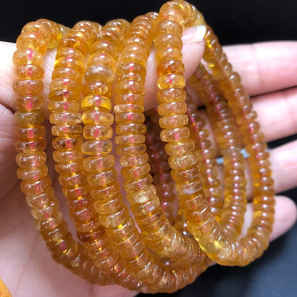 

6mm Natural Yellow Tourmaline Bracelet Fashion Personalized Men Women Holiday Exquisite Christmas Gift 1PCS