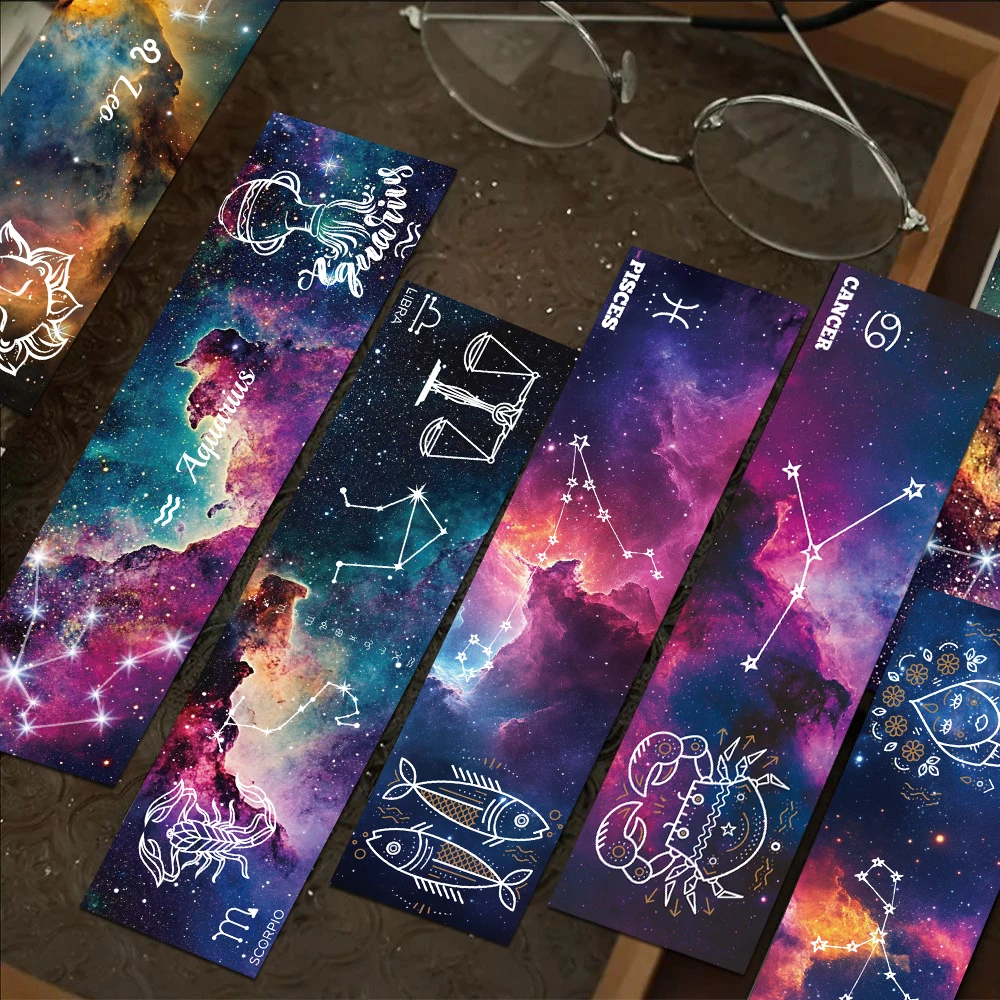 30pcs Romantic Constellation Bookmarks Reading Pages Books Tagging School Stationary Supplies Aesthetic Bookmark Decoration Card