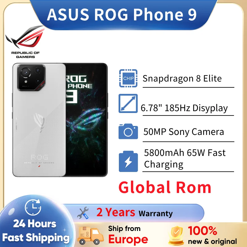 ASUS ROG Phone 9 5G Smartphone Snapdragon 8 Elite Global ROM 6.78 185Hz LTPO Display 5800mAh 65W ricarica Android 15