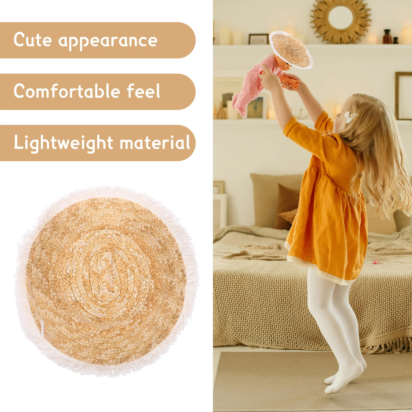 1 قطعة قبعات القش المصغرة قبعات المنسوجة يدويا Diy بها بنفسك الحرف ديكور سمبريرو قبعة صغيرة ملحق غطاء العشب مزرعة الطرف