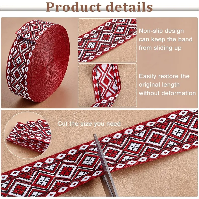 PH PandaHall 10 Yards Jacquard Ribbon Garment Trim Fringe Vintage Embroidered Ribbon Floral Woven Fabric Bias Tape for Sewing