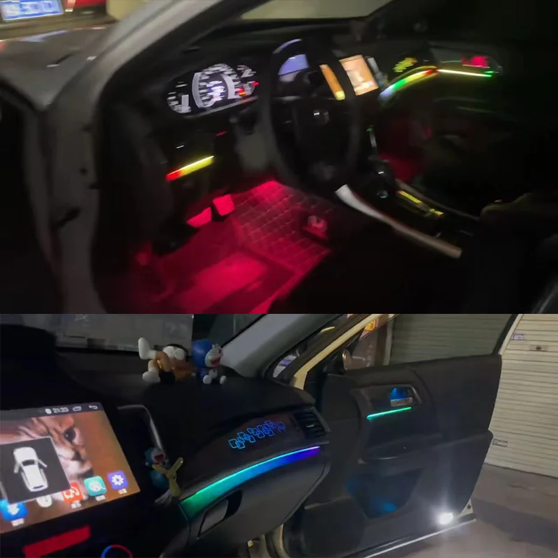 LED Car Inner Ambient light For Honda Accord( 9 Th) 2014-2017 RGB  Dynamic illusion Symphony Ambient Lamp button +APP control