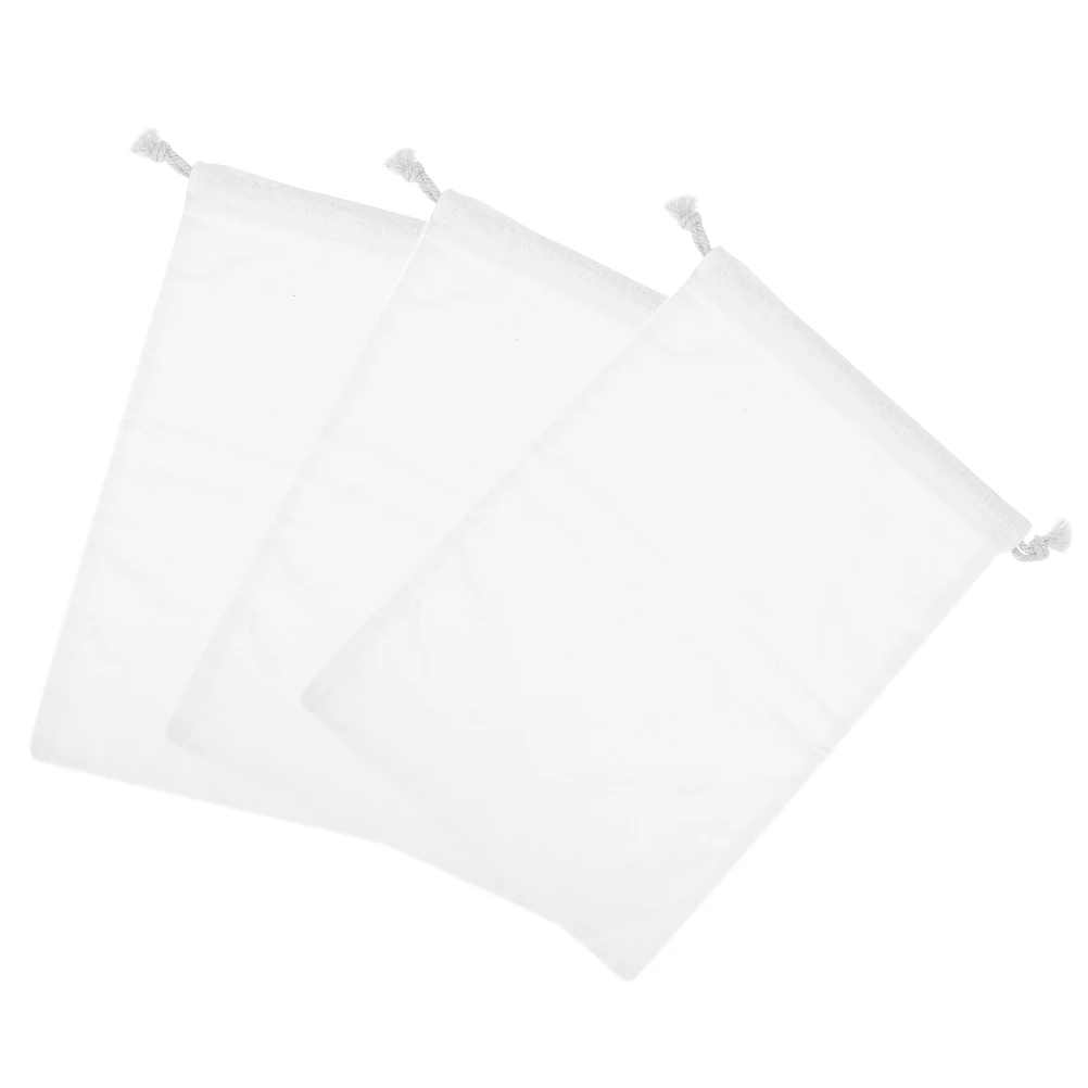 

3 Pcs Cotton Drawstring Bags White Plain Pocket Square DIY Tie dye Craft Kids Xmas Gift Storage Pouch Embroidery H Painting Bag