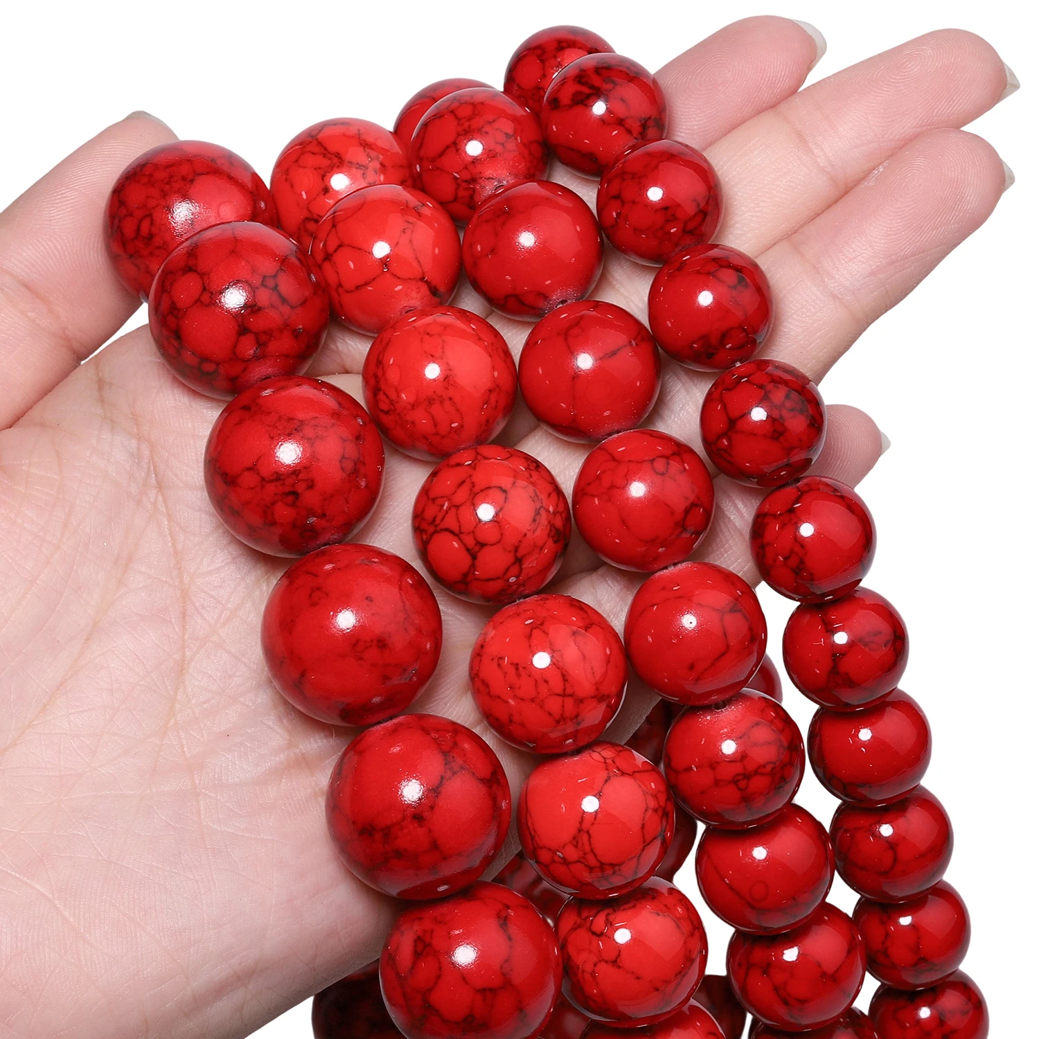 14/16/18/20mm Large Size Red Synthesis Howlite Beads Round Spacer Beads for Jewelry Making DIY Charms Bracelets Accessories
