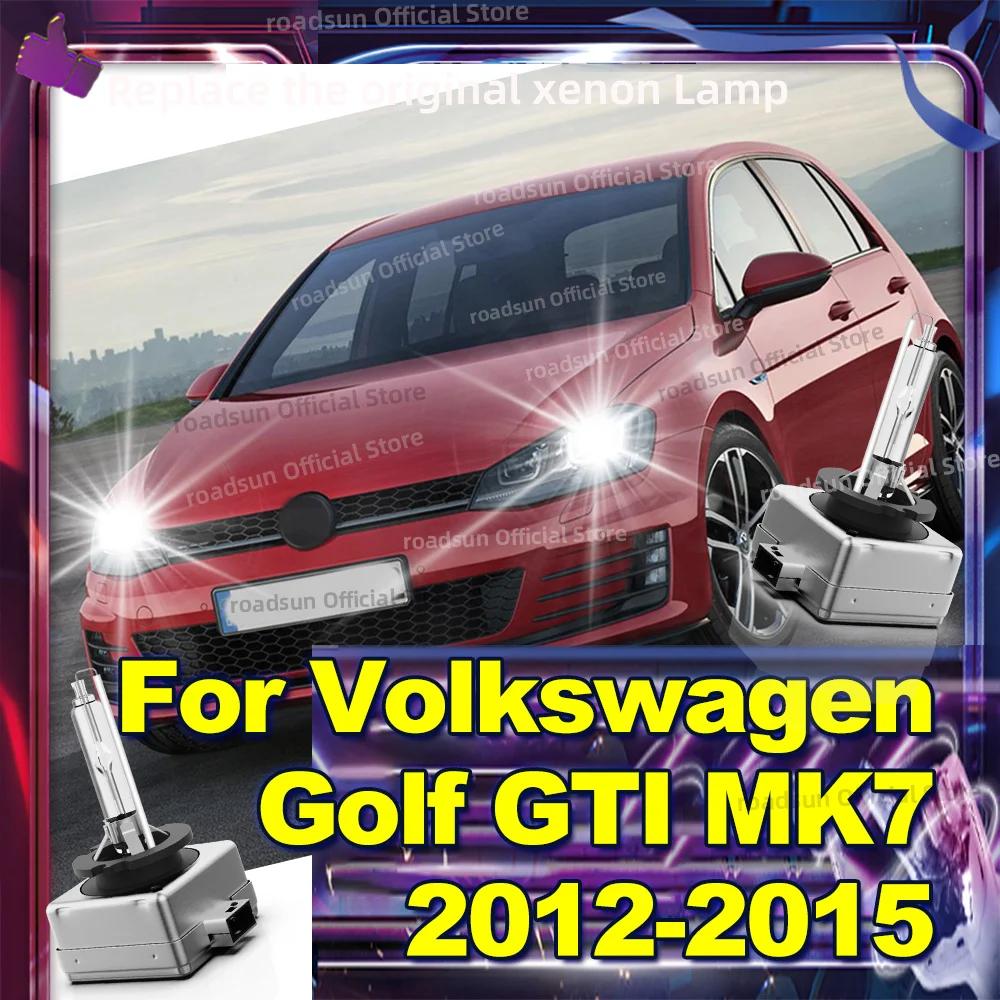 

2Pcs HID Xenon Bulb Car Headlight 6000K for Volkswagen Golf GTI MK7 2012 2013 2014 2015 (Only fit original bulb is Xenon）