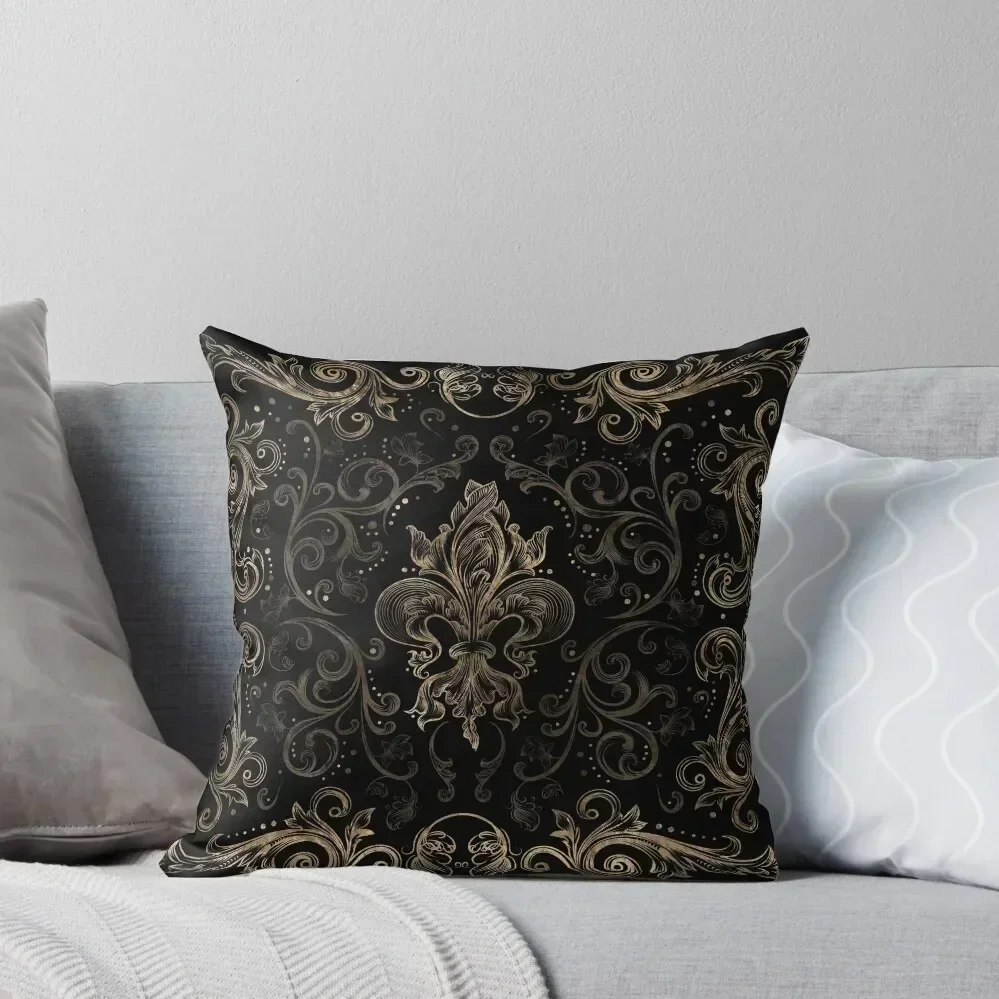 Fleur-de-lis ornament Black and Gold Throw Pillow Bed pillowcases Sofas Covers pillows decor home Luxury Pillow Case pillow