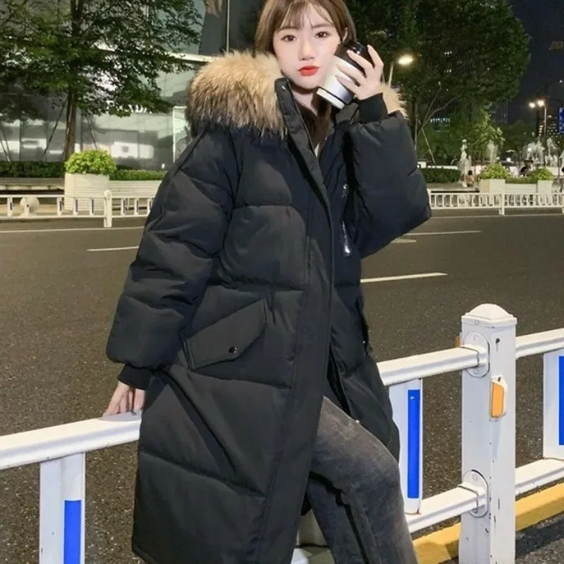 2024 New Down Cotton-padded Female Winter Korean Version of The Long Bread Coat Loose Cotton-padded Coat Thicker Tide Simple