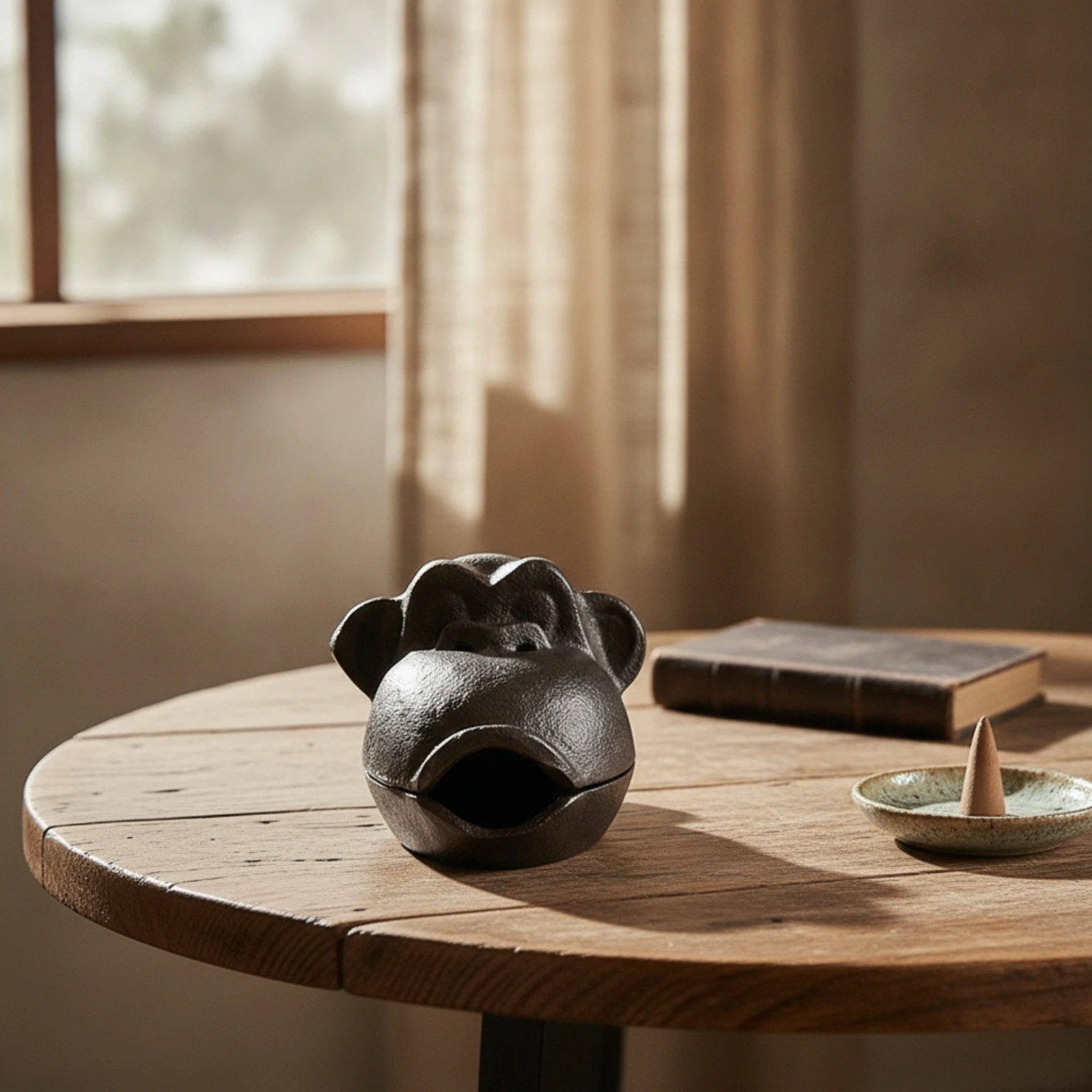 Monkey Incense Burner Compact Monkey Ashtray Ashtray with Lid Tabletop Vessel Decorative for Smokers, Desk, Tea Table