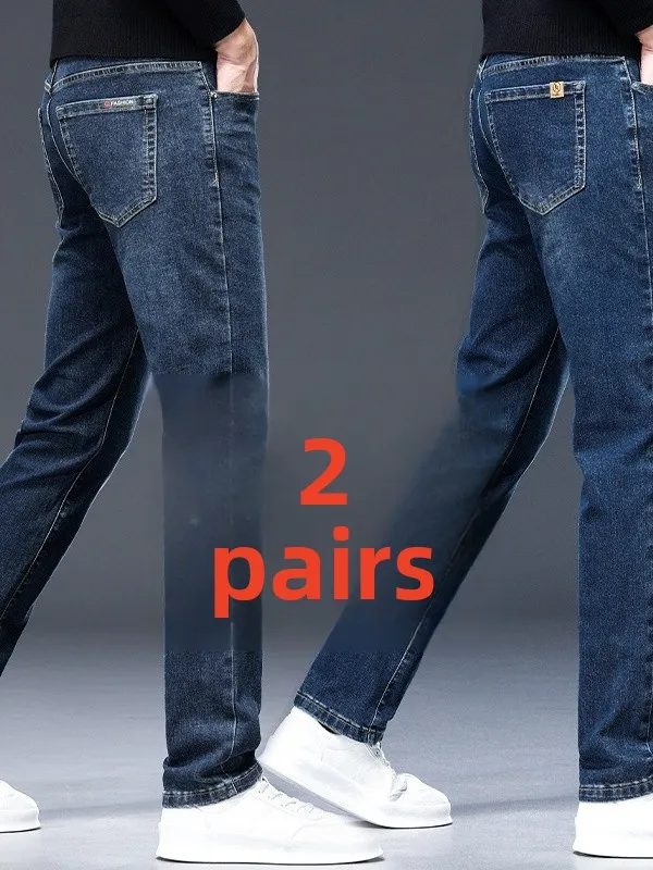 

Elastic Straight Leg Jeans Men's Casual Workwear Large Size Comfortable Fit Waed Cotton Stretch Denim Wear Resistant