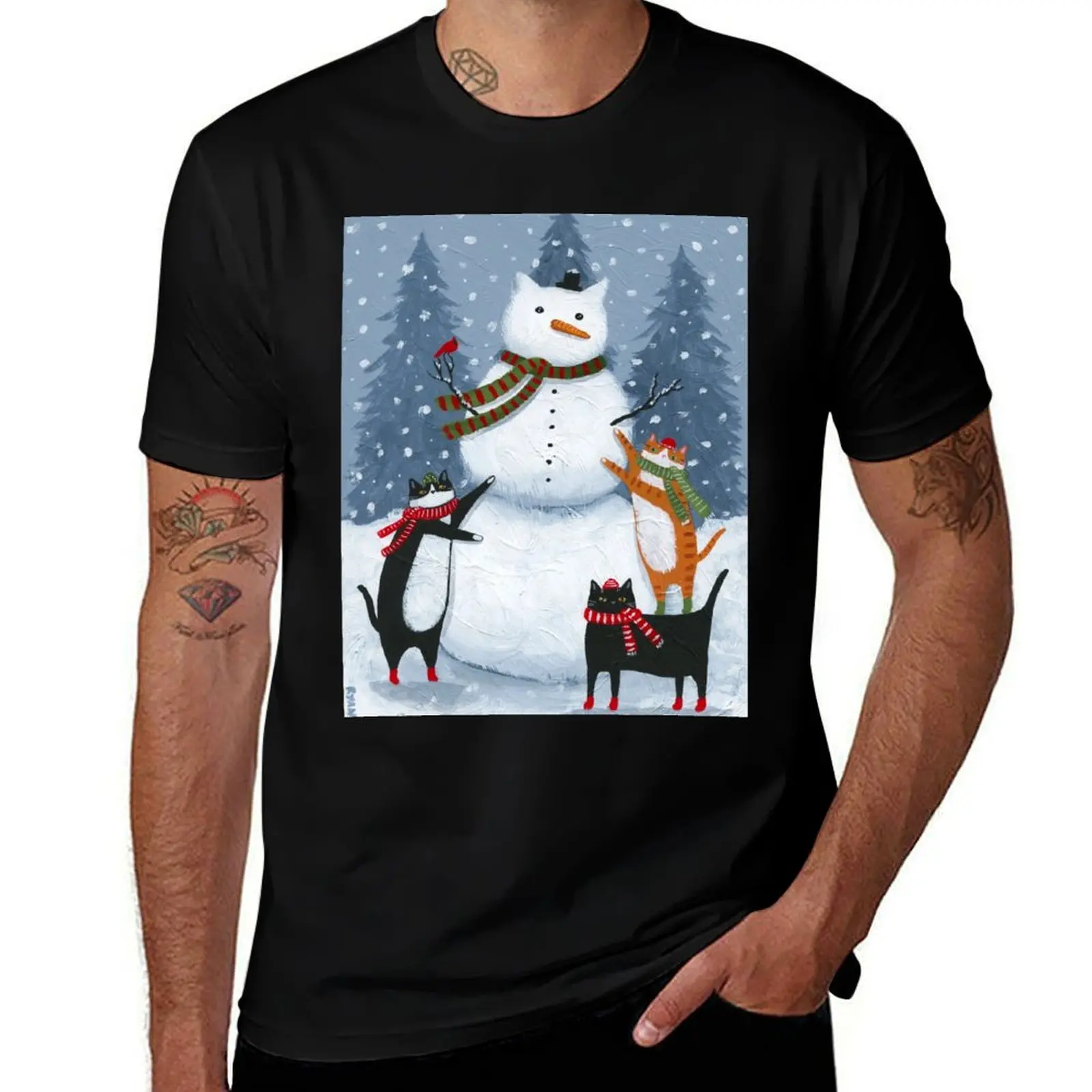 Making A Snowcat T-Shirt Basic Solid Color Short Sleeve T-Shirt