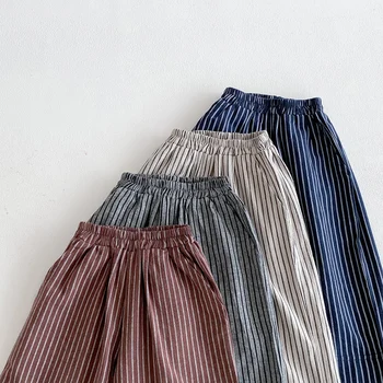 Kids Striped Harem Pants 5 Boys Girls Linen Cotton Stripe Trousers For Children's Clothes Fall Spring Boy Loose Casual Harem Pants Kids Long Pants for 1-6T 5