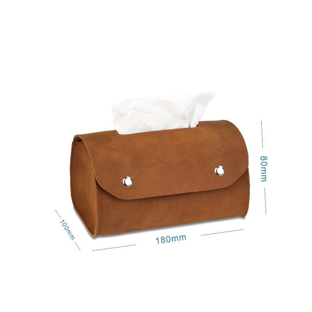 Retro PU-Leder Serviettenhalter Öko-Taschentuchbox für Schlafzimmer Haushalt Wohnzimmer Dekoration Auto Küche Büro Aufbewahrungstasche – Detail 3