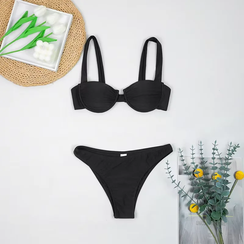 Push Up Sexy 3pieces Micro Bikini 2026 Women Swimsuit Black Female Swimwear Brazilian Bikinis Set Beachwear Bathing Suit Biquini