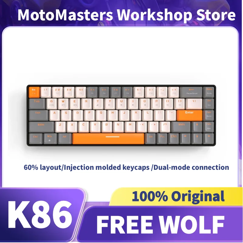

K68 Wireless Mechanical Keyboard Bluetooth Dual Mode Hot-Swap Ziyoulang Mini Keyboard 68-Key Red Switch for PC/IPhone IPad