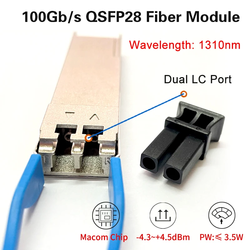 Imagem -04 - Módulo Duplo do Transceptor do lc para Huawei Mikrotik Zimbro Interruptor da Fibra de Intel Qsfp28 100g Lr4 1310nm 2km10km lc