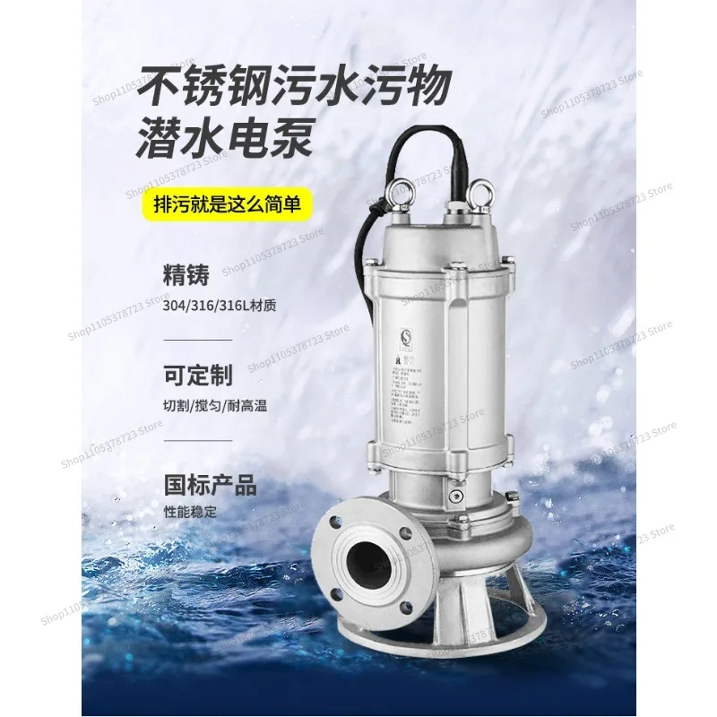 WQ Submerged 304 Stainless Steel Sewage Acid and Alkali Chemical WQP316 Stainless Steel Diving High Temperature Resistance