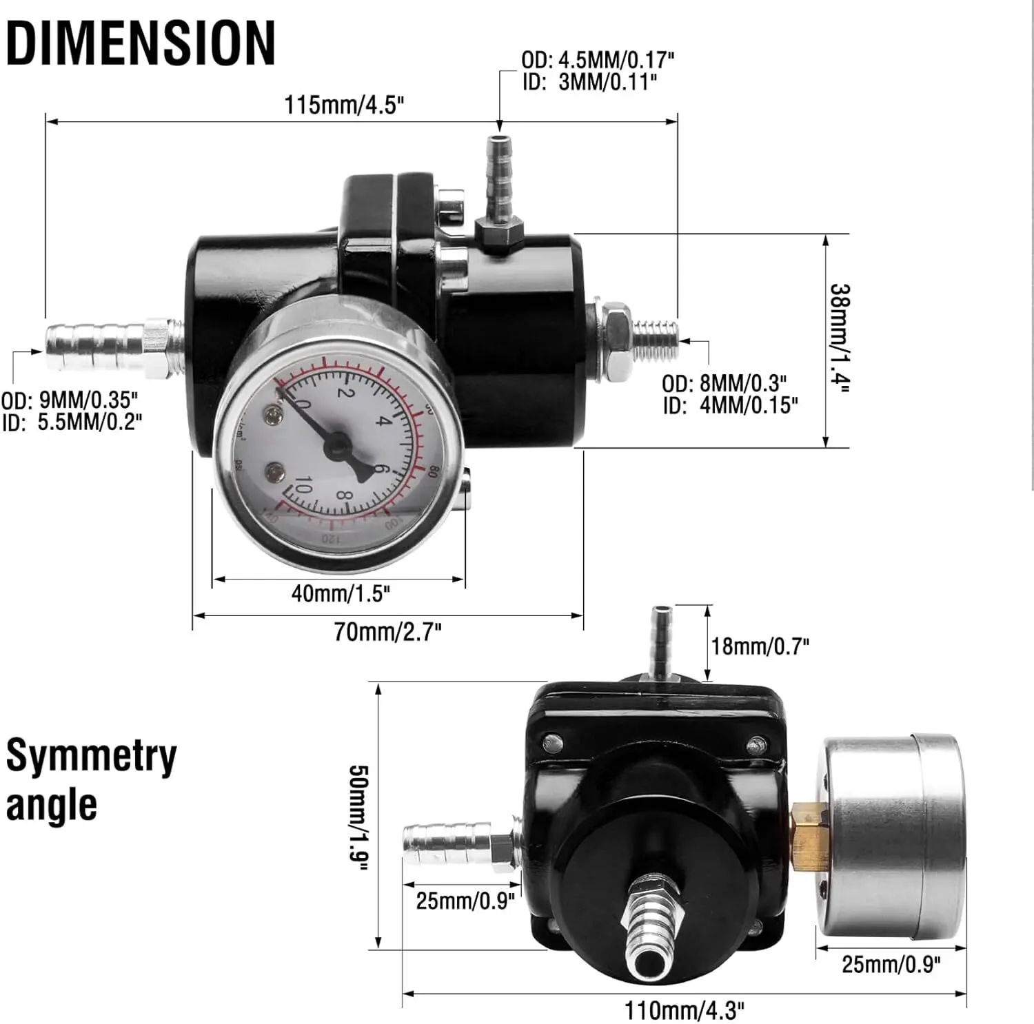 Regulator Tekanan Bahan Bakar Universal Aluminium yang Dapat Disesuaikan + Kit Pengukur + Fitting Hitam Biru Merah Perak