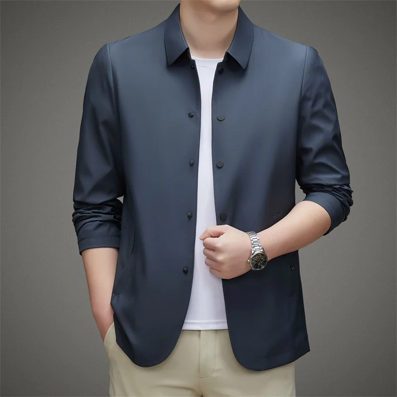 Top Grade Luxury Men Smart Casual Jackets 2023 New Arrivals Spring Autumn Fashion Turn Down Collar Outerwear & Coats