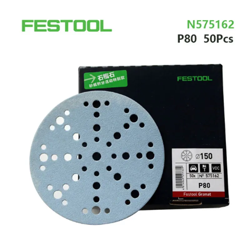 Imagem -02 - Original Alemão Festool Garnet Lixa Seca Disco de 48 Poço Lixa P80 P120 P180 P240 P320 P400 P500 Mesa 150m