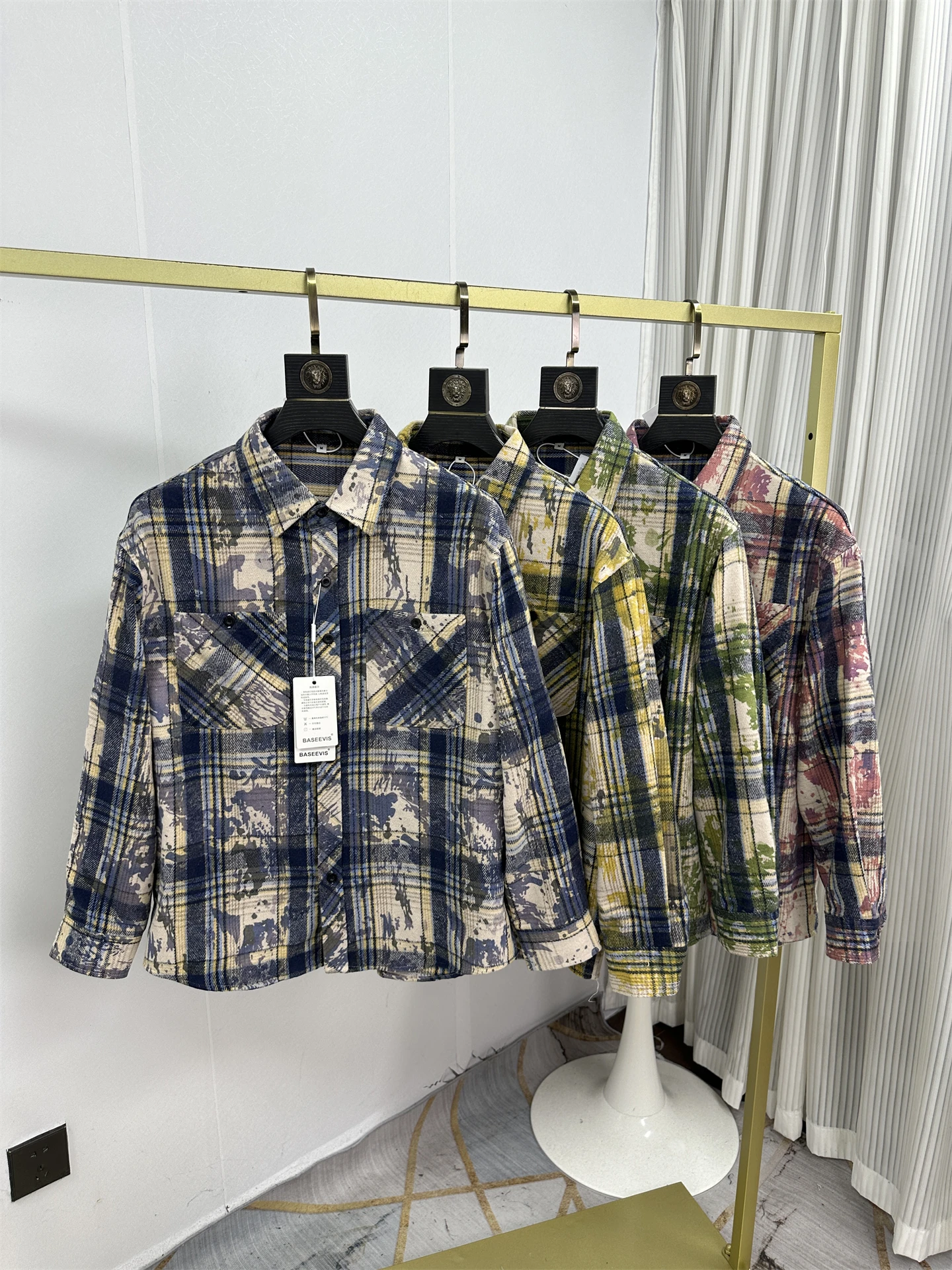 

Retro American Trend Ombre Proc Plaid Long Sve irt Men's Floing Warmth Outerwear irt Autumn Winter Faion