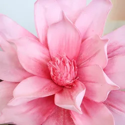 Large Pink PE Magnolia Artificial Flower Outdoor Wedding Decoration Photo Booth Backdrop Festive DIY Yard Garden Decors