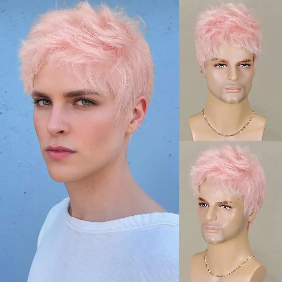 

1 женский синтетический парик средней длины, короткий волнистый боб, из термостойкого волокна, базовый стиль.