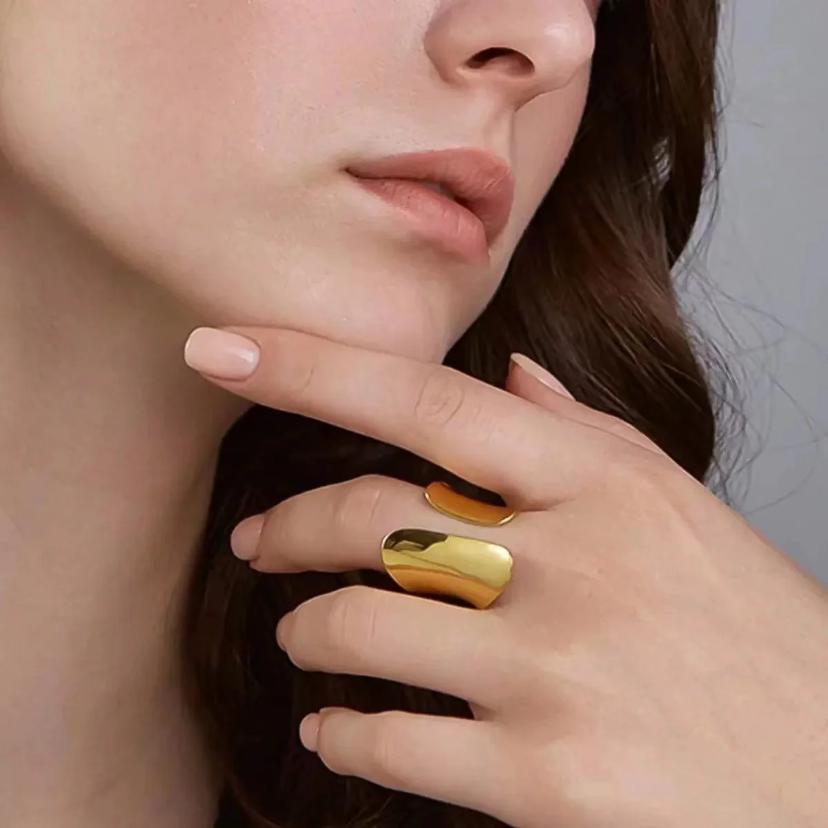 Foxanry Minimalist Retro Cuffs Fashion Creative Sleek Geometric Men's and Women's Open Rings Suitable For Everyday Jewelry Gifts image 3