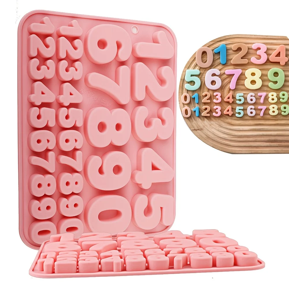 Forma de Silicone para Bolo com Números 0-9, Forma para Chocolate e Doces, Ferramenta de Decoração de Bolo de Aniversário, Forma para Decoração de Assadeiras