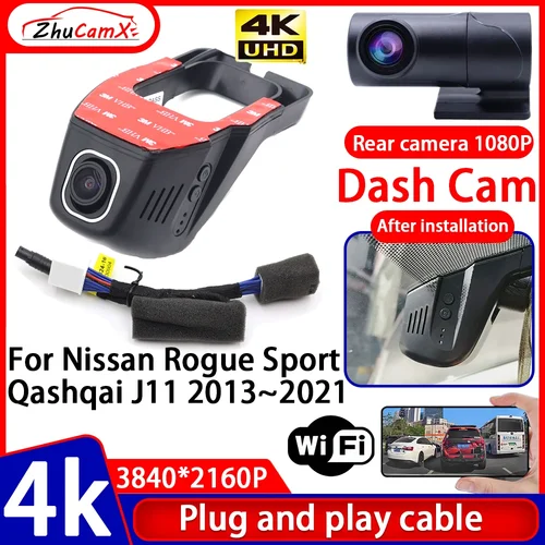 Camzhux-車のDVRカメラ,ビデオレコーダー,4K, UHD,プラグアンドプレイ,日産ローグ,スポーツ,qashqai j11,2013-2021