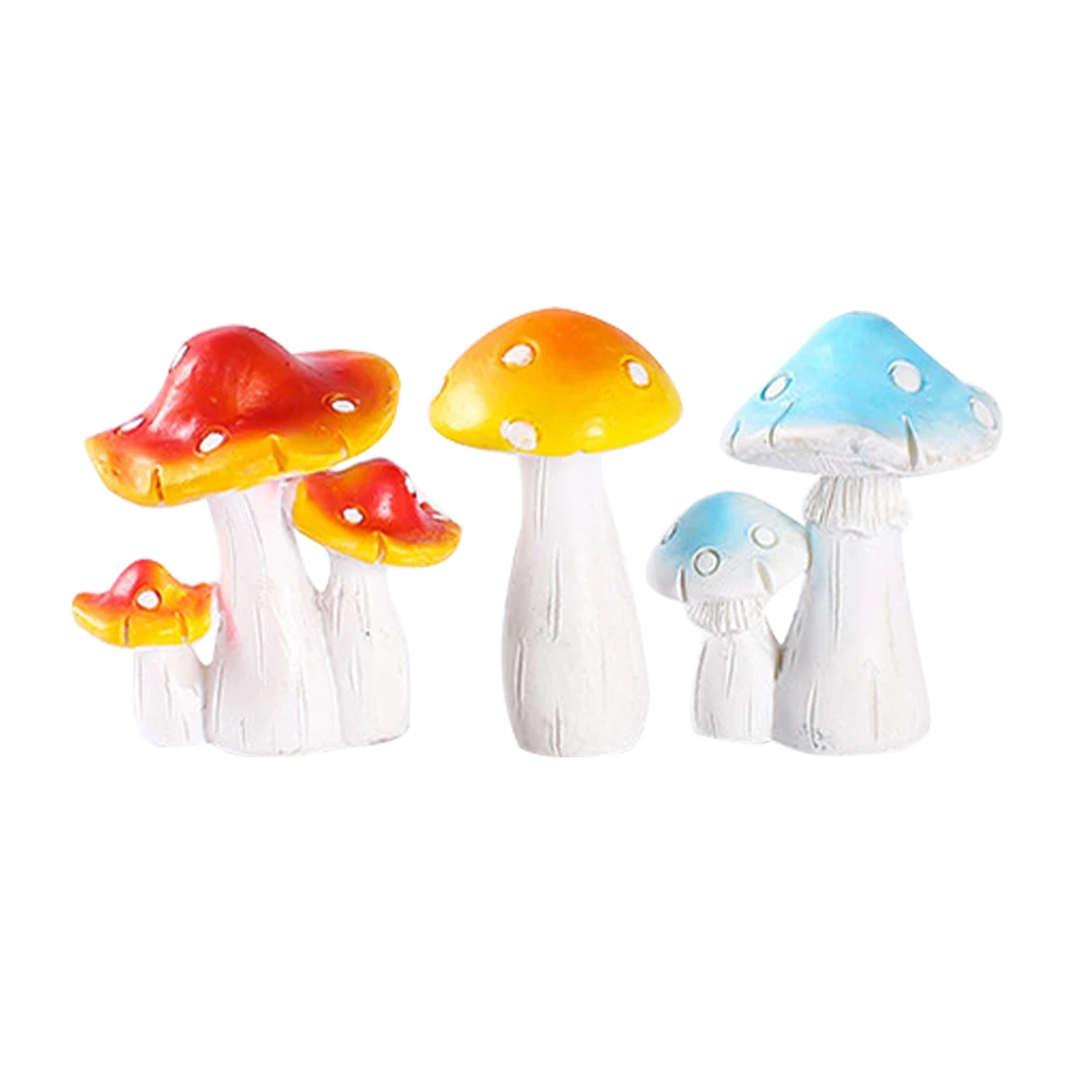 

3 Pcs Moss Decoration Ornaments Micro Landscape Mushroom Garden Resin Figurine Adornment Mushrooms