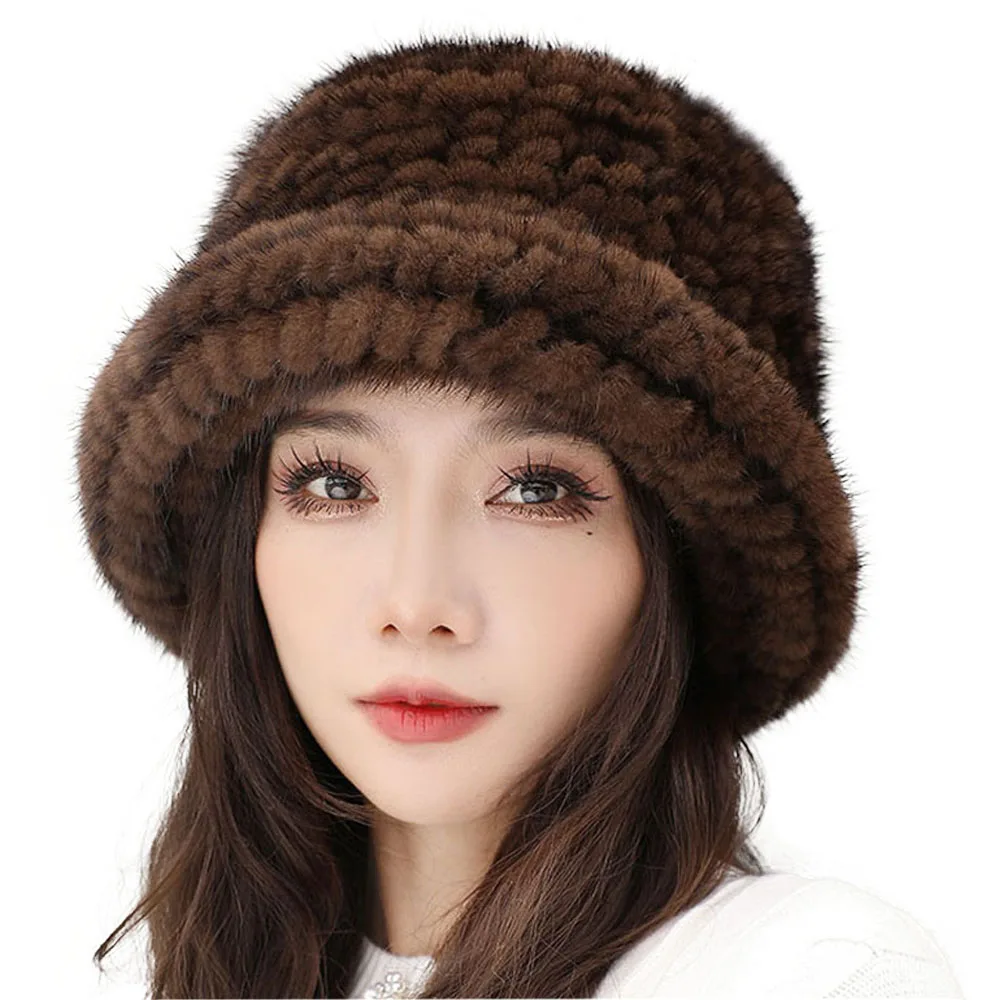 

Lady Hat Women Winter Mink Fur Fisherman Hat Woman Versatile Warm Female Casual Party Fur Hats Women's Cap Women's Cap Ins Plush