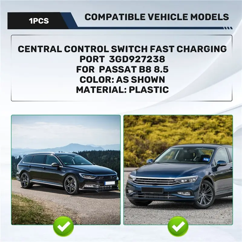 For VW Passat B8 PA Fast Charging Port Location 3GD 927 238 C 3GD927238 C Installation