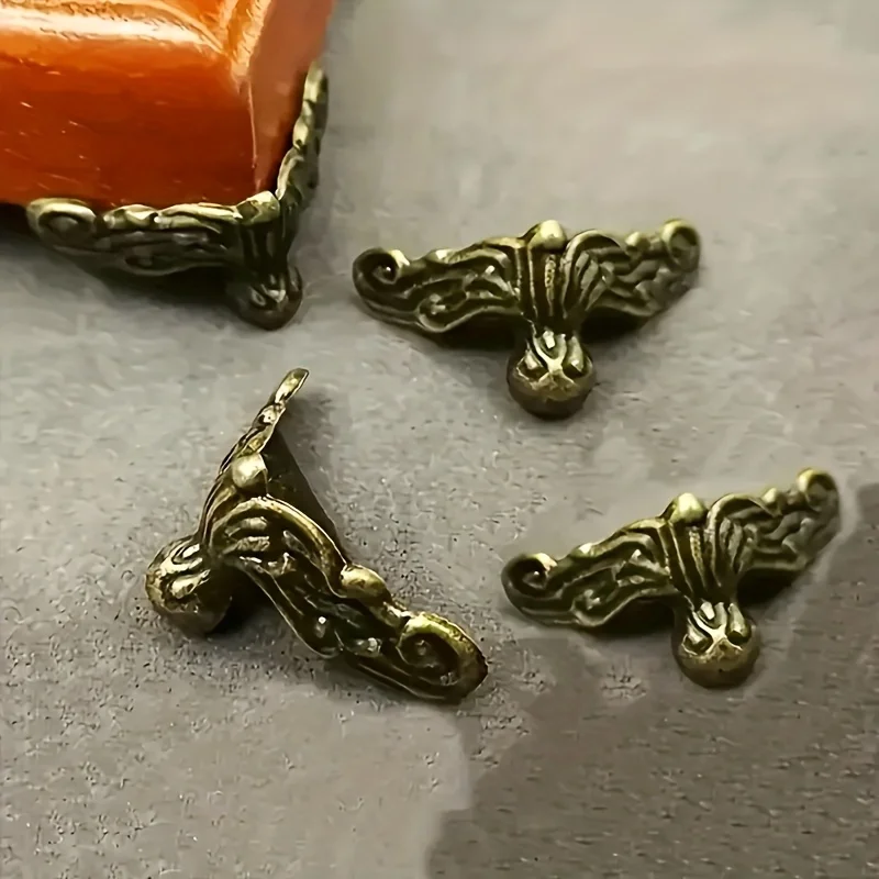 16pcs Antique  Gift Box Wooden Box Decorative Bracket Accessories Furniture Four-side Corner Protector Corner Code - view 6