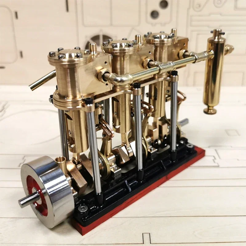 KACIO LS3-13S Twin Three-cylinder Steam Engine Big Torque-starting Engine Model Is Available for Ship Model Steampunk Toys