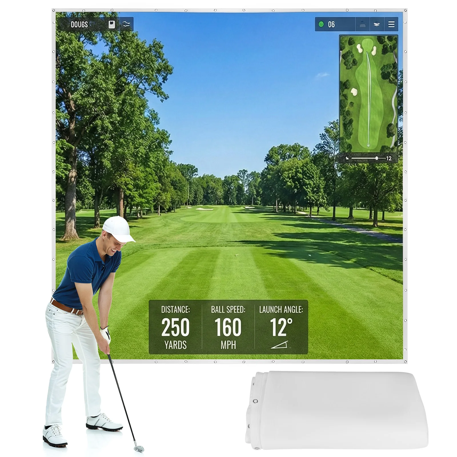 

Golf Simulator Impact Screen Easy To Install Training Projection Screen for Training Indoor/Outdoor