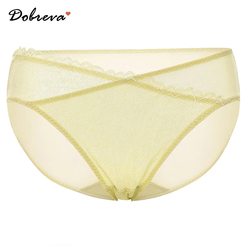 

DOBREVA Women's Lace Underwear Sexy Transparent Hipster Panties Breathable Sheer Bikini Briefs