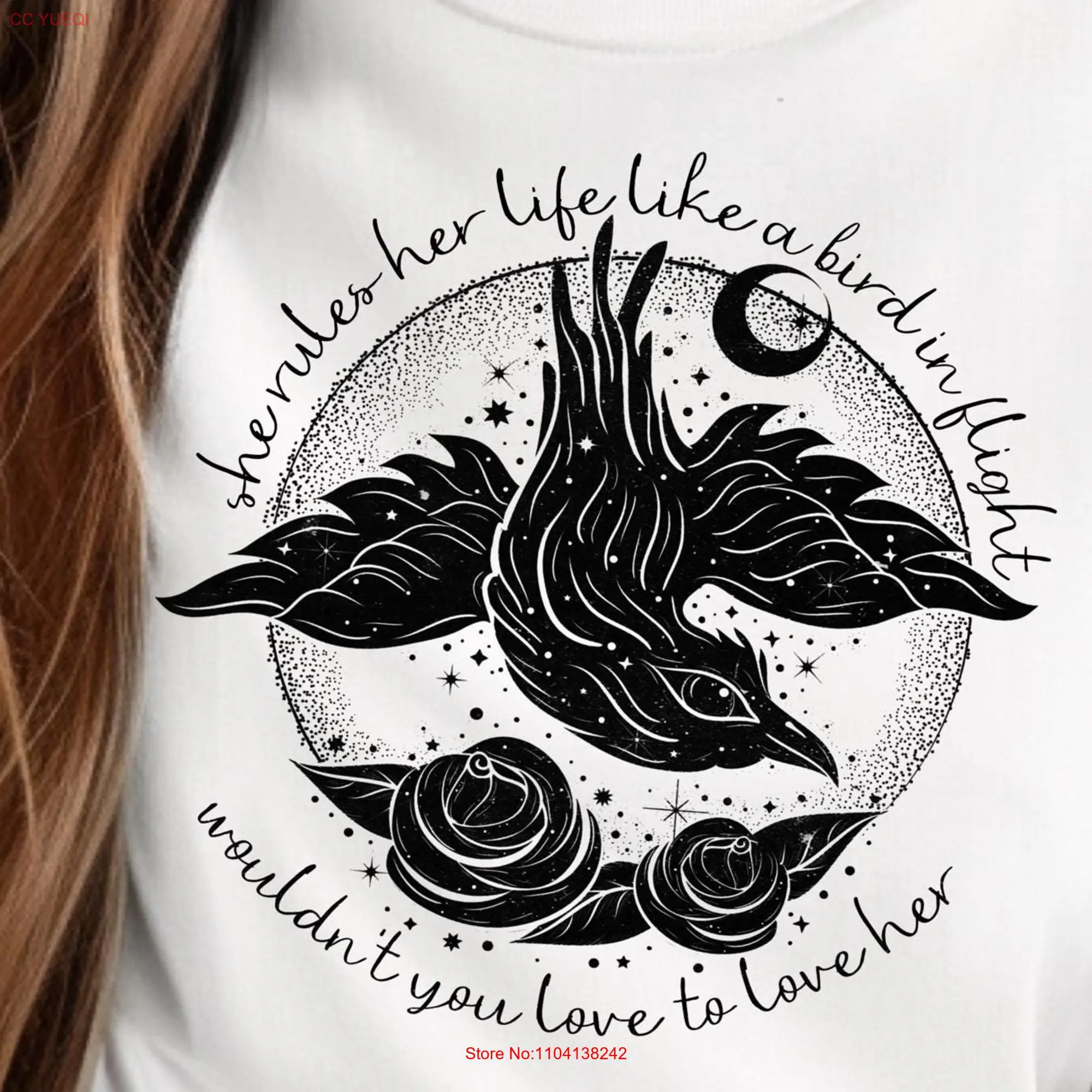 Stevie Bird In Flight Rhiannon Inspired GifT T Shirt long or short sleeves