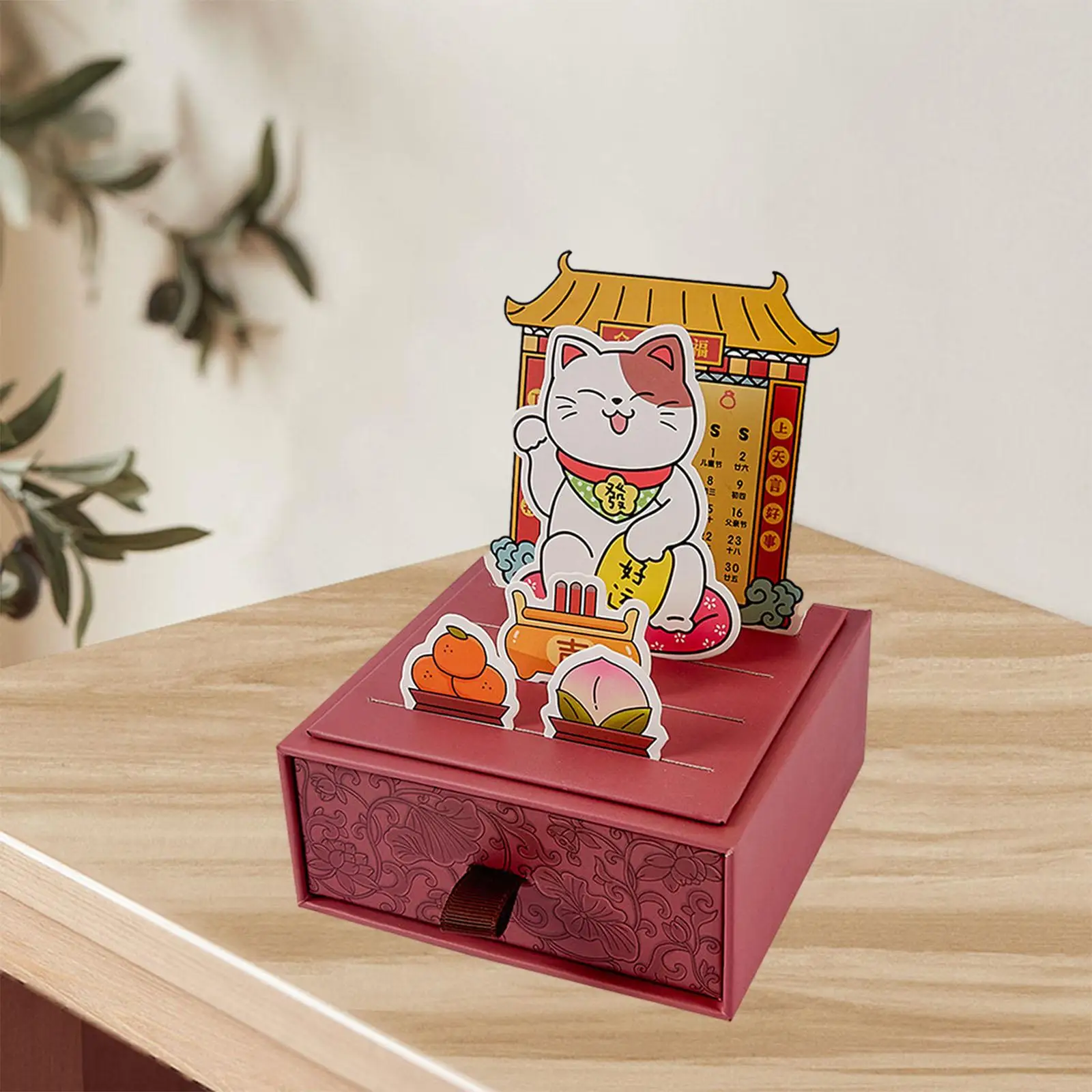 Drawer Calendar Desktop Decor Portable for Restaurant Cabinet Living Room