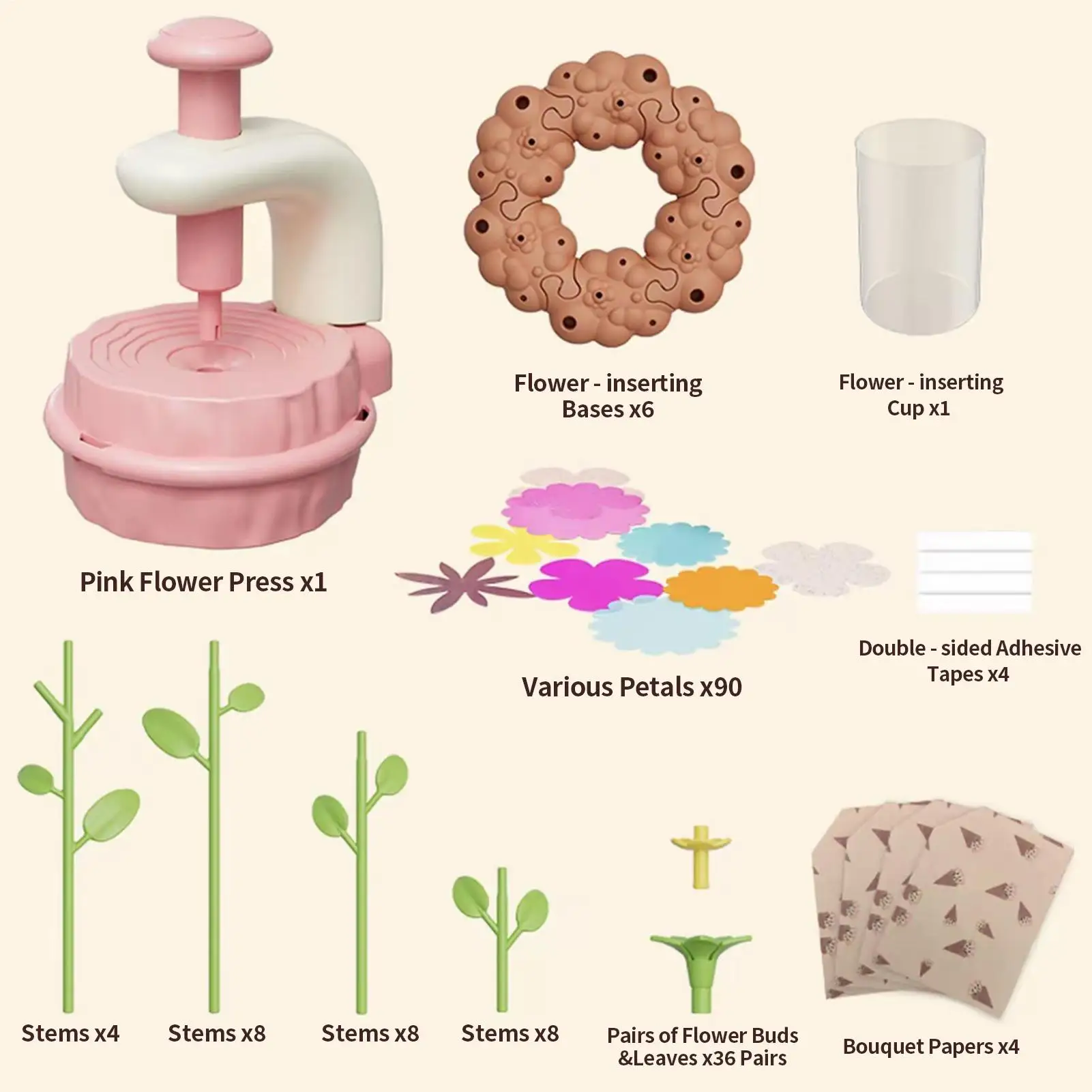 Artisanat de fleurs pour enfants, Bouquet de fleurs, Kit d'art, jouet de marché des fleurs, ensemble d'activités interactives pour enfants en bas âge, garderie, anniversaire