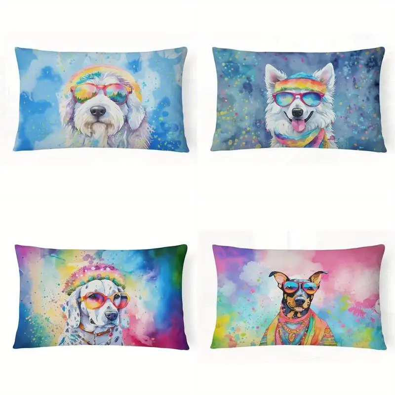 Cool Sunglasses Dog Lumbar Pillow Cover Suitable For Sofa Bedroom Car Pillow Cover Cushion Rectangular Back Cushion