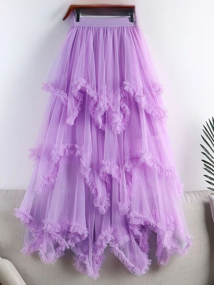 

Черная асимметричная юбка с деревянной отделкой и высокой талией, женская, премиум-класса, из осенней коллекции