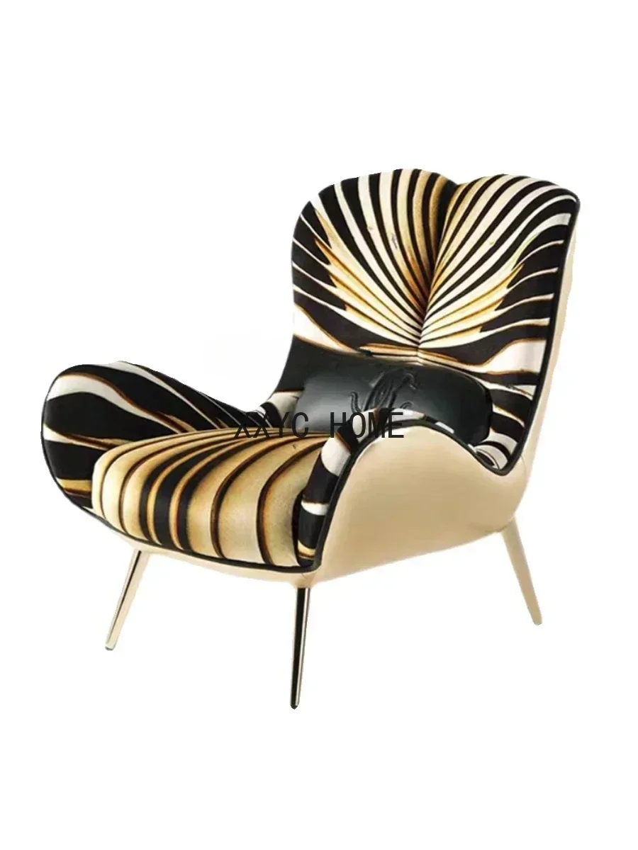 

Modern Minimalist Italian Light Luxury Armchair New Tiger Pattern Leisure Chair Couch Armchair Designer High-End